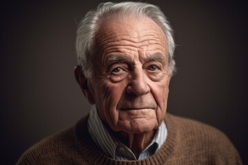 Portrait of an elderly man on a dark background. Toned.