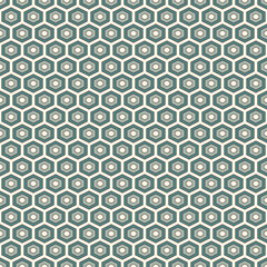 Honeycomb background. Blue colors repeated hexagon tiles wallpaper. Seamless pattern with classic geometric ornament.