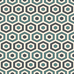 Honeycomb background. Blue colors repeated hexagon tiles wallpaper. Seamless pattern with classic geometric ornament.