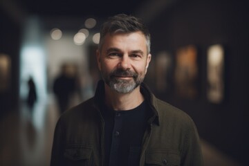 Obraz premium Portrait of a handsome middle-aged man looking at camera in museum
