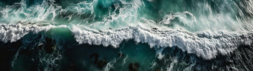 Fototapeta na wymiar Beautiful ocean waves, top view. Generative AI