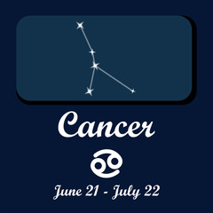 Naklejka premium Vector graphic design for the zodiac sign for Cancer the crab. The ruling planet is the Moon Characteristics are emotional, intuitive, sensitive, nurturing, moody, loyal, protective and imaginative.