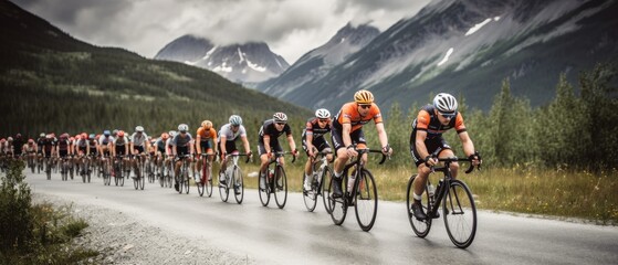Tour de France, bicycle race, sport. Generative AI - obrazy, fototapety, plakaty