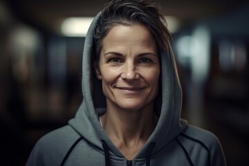 Portrait of a smiling middle-aged woman in sportswear