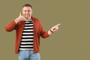 Mature man showing 