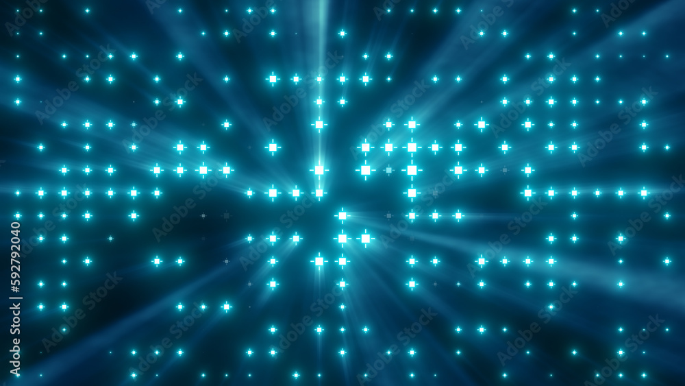 Wall mural flashing particles pattern with beams, rays.