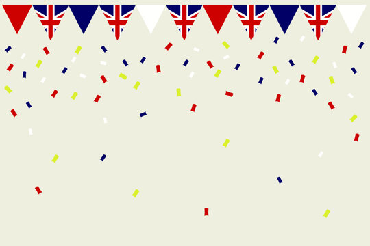 Coronation celebration UK Union Jack flag garland background vector illustration
