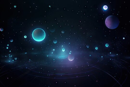 a digital holographic background with a view of the night sky, with stars and planets visible, created with generative ai