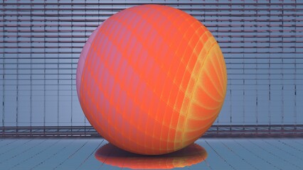 orange textured spherical shape, indefinable environment, decorative abstract design