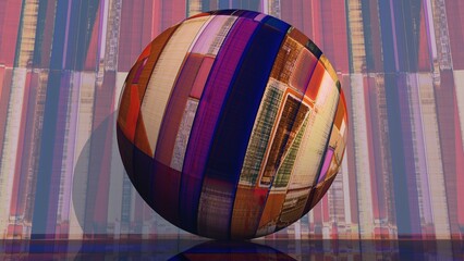 colorful textured spherical shape, indefinable environment, decorative abstract design