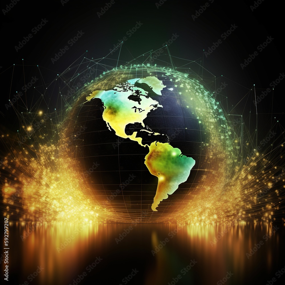Poster global communication networks, cutting-edge technology. big data, digital link technology. generativ