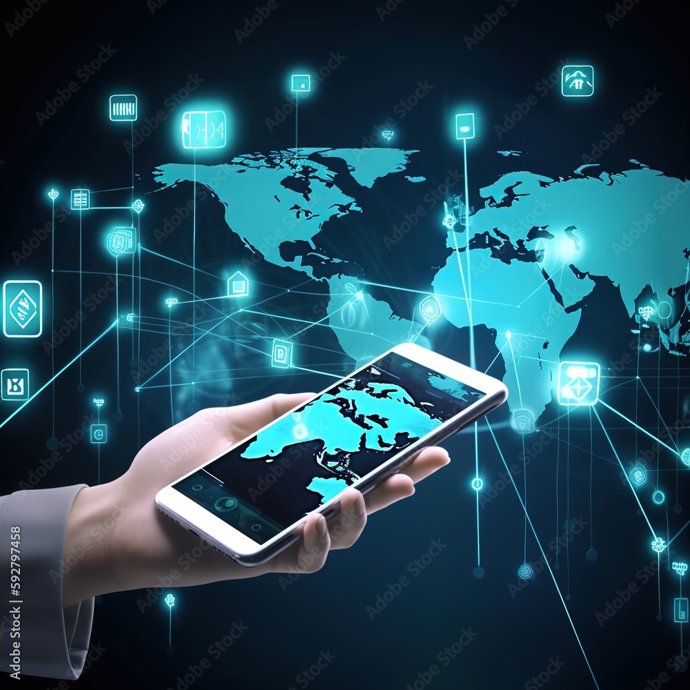 Aufkleber the internet mobile app is used for digital finance all over the world. management of digital big da