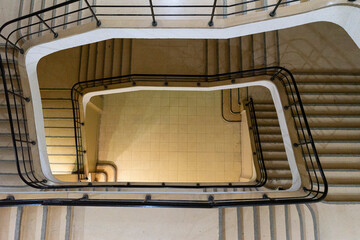 Double stairs. ascending and descending