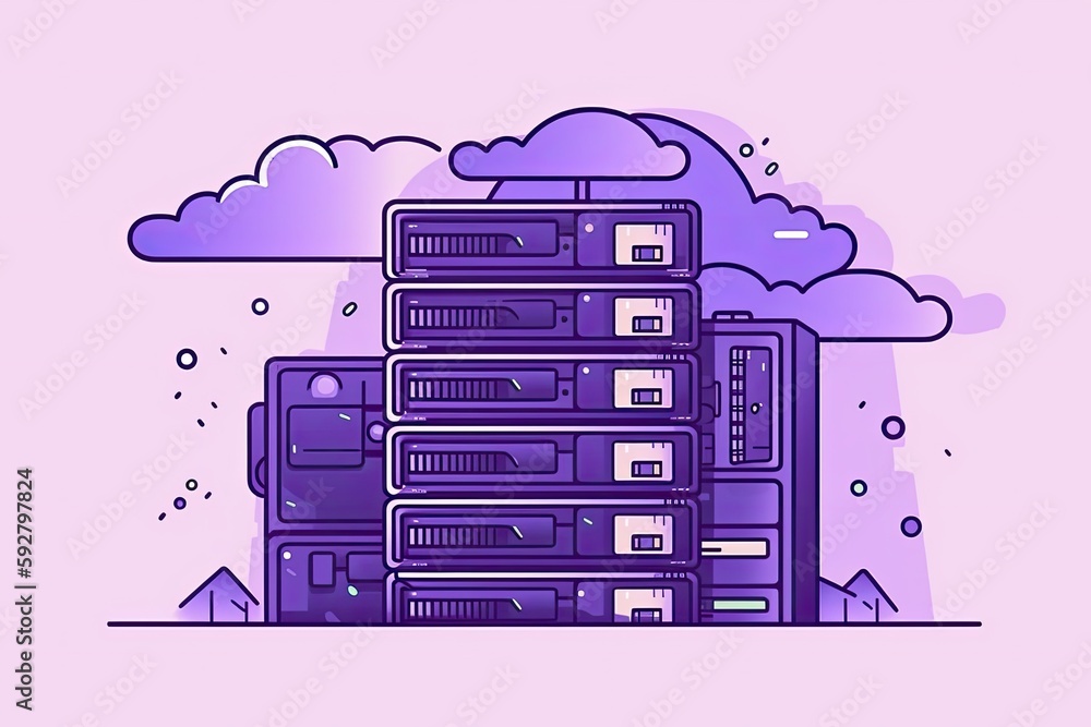 Aufkleber tower of network servers stacked on top of each other. generative ai