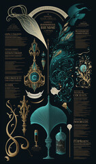 infographic chart data visualisation artwork schematics diagram measurements marginalia abstract filigree scientific intricate typography tarot card