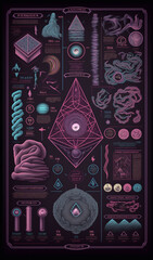 infographic chart data visualisation artwork schematics diagram measurements marginalia abstract filigree scientific intricate typography tarot card