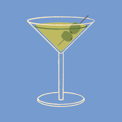 Dry Martini cocktail vector flat illustration. Classic cocktail.
