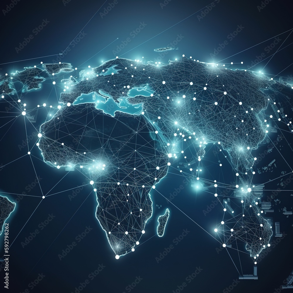 Poster background with globe and network connections. generative ai