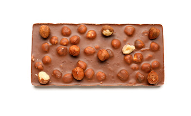Sweet tasty chocolate with nuts on  white background