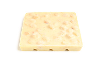 Sweet tasty chocolate with nuts on  white background