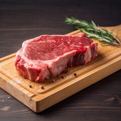 Steck meat on a cutting board. generative ai	