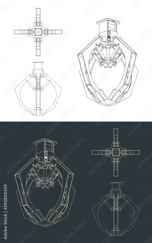 Wall mural Jaw gripper drawings