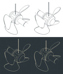 Propeller screw isometric blueprints © blacklight_trace