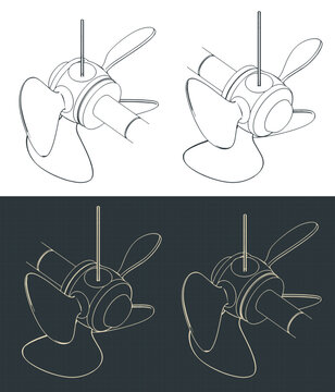 Propeller screw isometric blueprints