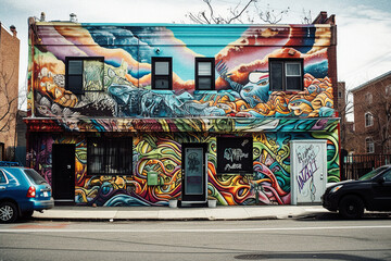 Vibrant Street Art in Bushwick, Brooklyn - generative ai