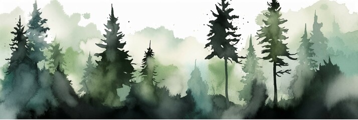Forest silhouette background. AI generative