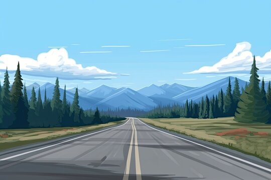 scenic mountain road with a beautiful landscape in the background. Generative AI