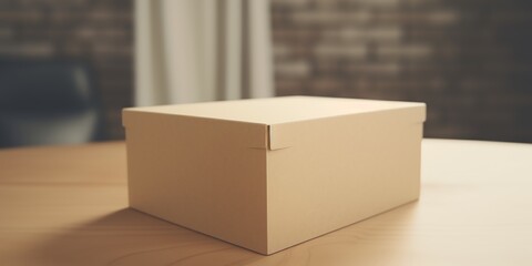 Craft paper box mockup. Copy space for text and logo. Empty carton packaging for takeaway delivery. Generative AI. Kraft brown box made isolated on white background