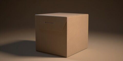 Craft paper box mockup. Copy space for text and logo. Empty carton packaging for takeaway delivery. Generative AI. Kraft brown box made isolated on white background