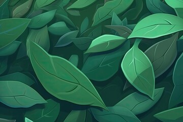 fallen green leaves scattered on the ground. Generative AI