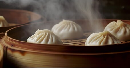 Fototapeta na wymiar Savory Xiaolongbao - Delight your taste buds with these steaming hot soup-filled buns