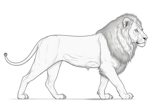 majestic lion on a blank white background. Generative AI