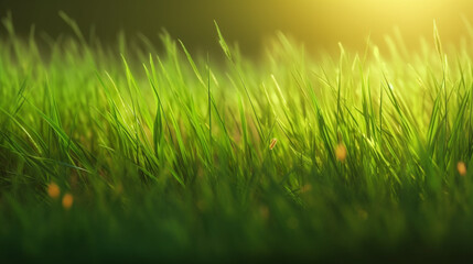 Fototapeta na wymiar Grass growing Summer Lawn Background Generative AI