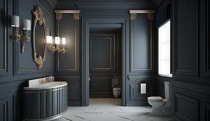 luxury empty rest room interior design, 3d rendering. Generative AI