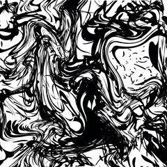 Abstraction imitates spilled ink with spots.