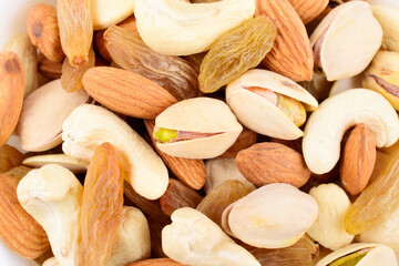 Closeup of mixed dry fruits texture background