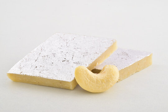 Kaju katli isolated on white background, indian sweet
