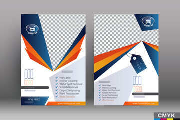 Car wash flyer, poster, printable, brochure, magazine, annual report, booklet, cover banner template. Modern washing technology flyer design. Size A4 CMYK Vector illustration