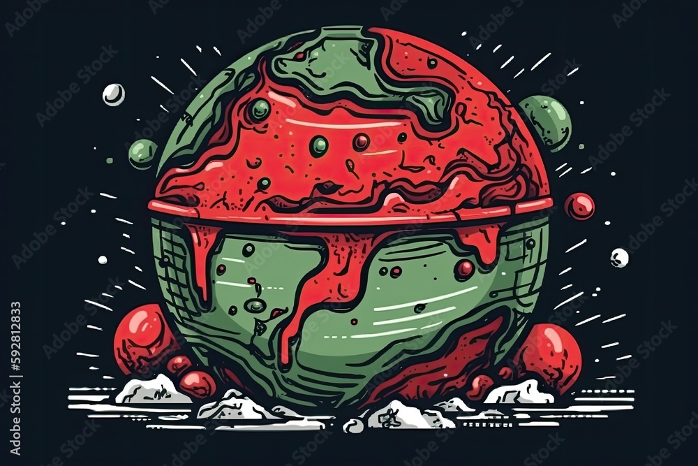 Aufkleber red and green object on a black background. generative ai