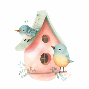 Mother and baby bird at home