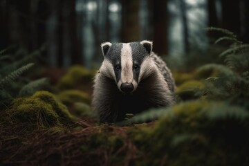 portrait of skunk in the forest