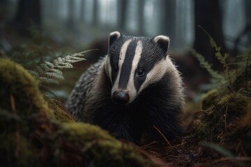 portrait of skunk in the forest