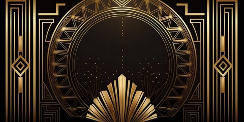 Abstract art deco. Great Gatsby 1920s geometric architecture background. Retro vintage black, gold, and silver roaring 20s texture.	 - obrazy, fototapety, plakaty