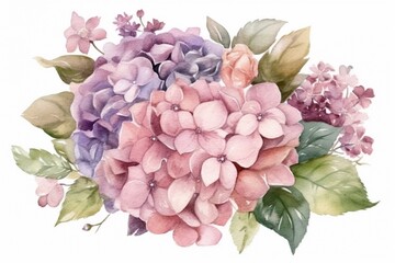 Fototapeta premium bouquet of flowers watercolor isolated on white