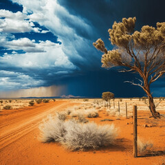 landscape Australia with tree and sky and storm