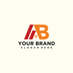 Letter AB logo design for building house business